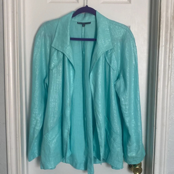 Elliott Lauren Open Jacket in Sky Blue 100%Linen Size 10 - Picture 10 of 12